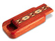 Top View of a 3" Flat Narrow Padauk with inlay pattern of X and Arrows of a 3" Flat Narrow Padauk - X and Arrows