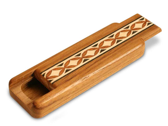 Top View of a 4" Flat Narrow Teak with inlay pattern of Oval Diamond Inlay of a 4" Flat Narrow Teak - Oval Diamond Inlay