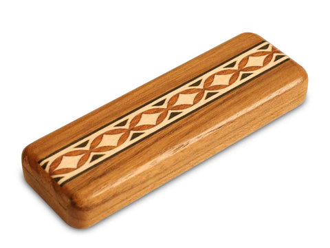 Top View of a 4" Flat Narrow Teak with inlay pattern of Oval Diamond Inlay of a 4" Flat Narrow Teak - Oval Diamond Inlay