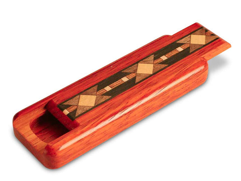 Top View of a 4" Flat Narrow Padauk with inlay pattern of Vintage Bowtie Inlay of a 4" Flat Narrow Padauk - Vintage Bowtie Inlay