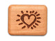 Opened View of a 2" Flat Narrow Cherry with laser engraved image of I Love You!