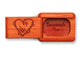 Top View of a 2" Flat Narrow Padauk with laser engraved image of Love Surrounds You