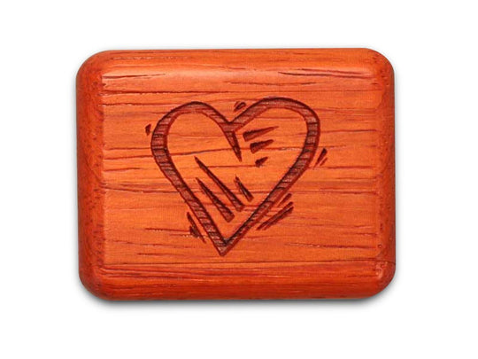 Opened View of a 2" Flat Narrow Padauk with laser engraved image of Love Surrounds You