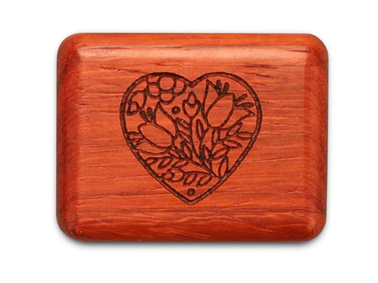 Opened View of a 2" Flat Narrow Padauk with laser engraved image of My Heartfelt Thanks!