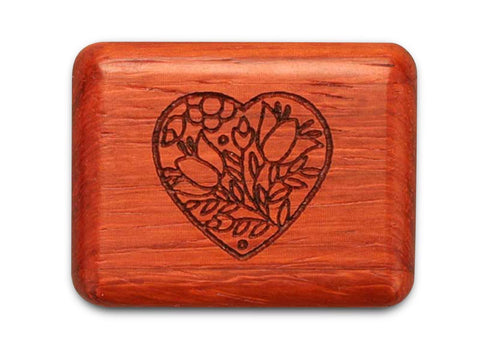 Top View of a 2" Flat Narrow Padauk with laser engraved image of My Heartfelt Thanks!