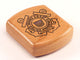 Opened View of a 2" Flat Wide Cherry with laser engraved image of Coast Guard Seal
