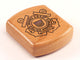 Opened View of a 2" Flat Wide Cherry with laser engraved image of Coast Guard Seal
