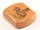 Opened View of a 2" Flat Wide Cherry with laser engraved image of Captain Heart