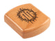 Opened View of a 2" Flat Wide Cherry with laser engraved image of Crucifixion: 3 nails and thorns