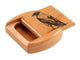 Top View of a 2" Flat Wide Cherry with laser engraved image of Crow
