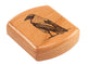 Opened View of a 2" Flat Wide Cherry with laser engraved image of Crow