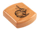 Opened View of a 2" Flat Wide Cherry with laser engraved image of Rabbit