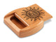 Opened View of a 2" Flat Wide Cherry with laser engraved image of Sun