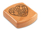Top View of a 2" Flat Wide Cherry with laser engraved image of Floral Heart