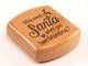 Top View of a 2" Flat Wide Cherry with laser engraved image of Who Needs Santa-Grandma