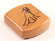 Top View of a 2" Flat Wide Cherry with laser engraved image of Wedding Dress and Tuxedo