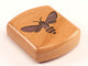 Top View of a 2" Flat Wide Cherry with laser engraved image of Bee Icon