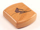 Top View of a 2" Flat Wide Cherry with laser engraved image of Downhill Skiier