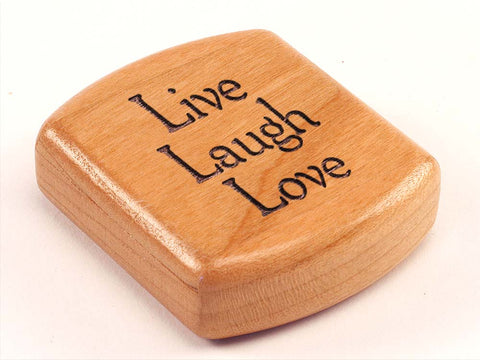 Top View of a 2" Flat Wide CherryLive Laugh Love