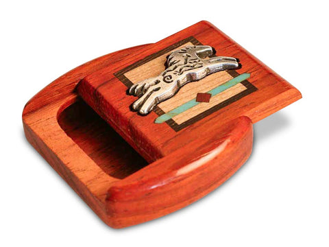 Top View of a 2" Flat Wide Padauk with inlay pattern of Horse Spirit Silverscape of a 2" Flat Wide Padauk - Horse Spirit Silverscape