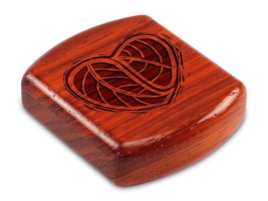 Top View of a 2" Flat Wide Padauk with laser engraved image of Heart Leaves