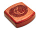 Opened View of a 2" Flat Wide Padauk with laser engraved image of Smiling Moon