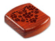 Top View of a 2" Flat Wide Padauk with laser engraved image of Paw Print Heart