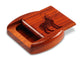 Opened View of a 2" Flat Wide Padauk with laser engraved image of Howling Wolf