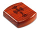 Top View of a 2" Flat Wide Padauk with laser engraved image of Celtic Cross