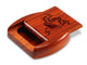 Opened View of a 2" Flat Wide Padauk with laser engraved image of Java