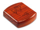 Top View of a 2" Flat Wide Padauk with laser engraved image of Angel Cares