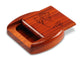 Opened View of a 2" Flat Wide Padauk with laser engraved image of Angel Cares