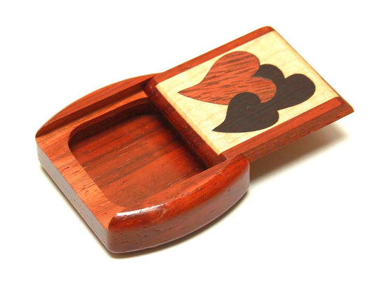 Top View of a 2" Flat Wide Padauk with inlay pattern of  with marquetry pattern of Heart Marquetry Light of a 2" Flat Wide Padauk - Heart Marquetry Light