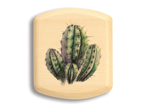 Top View of a 2" Flat Wide Aspen with color printed image of Cactus