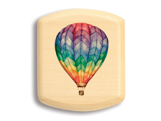 Top View of a 2" Flat Wide Aspen with color printed image of Rainbow Hot Air Balloon