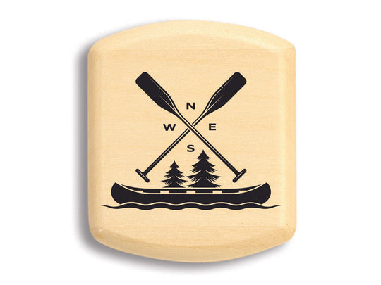 Top View of a 2" Flat Wide Aspen with color printed image of Navigation Canoe