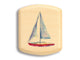 Top View of a 2" Flat Wide Aspen with color printed image of Sailboat Water Color