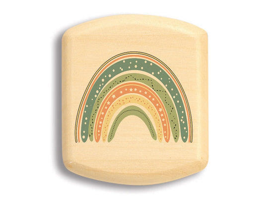 Top View of a 2" Flat Wide Aspen with color printed image of Green Rainbow