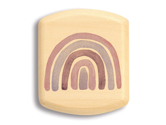 Top View of a 2" Flat Wide Aspen with color printed image of Purple Rainbow