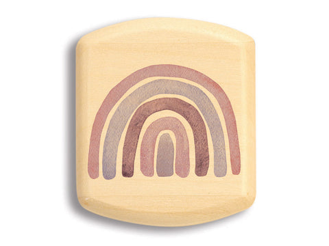 Top View of a 2" Flat Wide Aspen with color printed image of Purple Rainbow