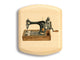 Top View of a 2" Flat Wide Aspen with color printed image of Sewing Machine