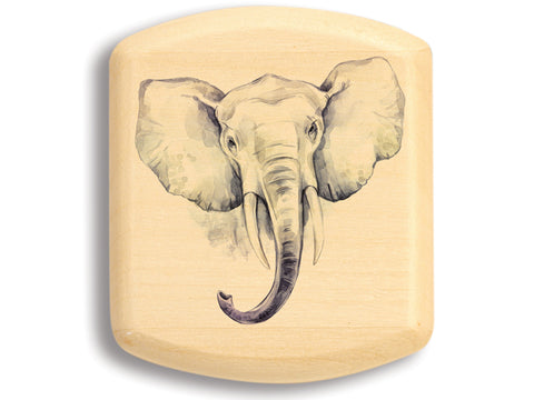 Top View of a 2" Flat Wide Aspen with color printed image of Elephant