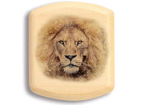 Top View of a 2" Flat Wide Aspen with color printed image of Lion