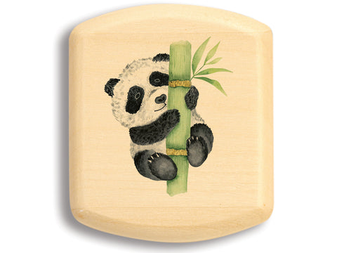 Top View of a 2" Flat Wide Aspen with color printed image of Baby panda with bamboo