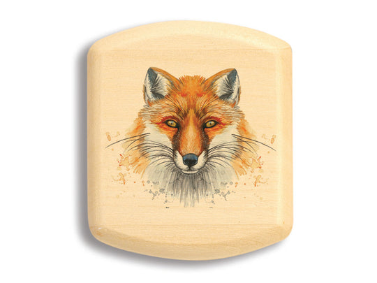 Top View of a 2" Flat Wide Aspen with color printed image of Red Fox