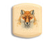 Top View of a 2" Flat Wide Aspen with color printed image of Red Fox