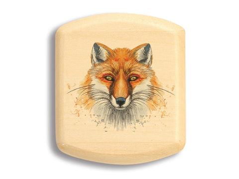 Top View of a 2" Flat Wide Aspen with color printed image of Red Fox