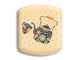 Top View of a 2" Flat Wide Aspen with color printed image of Tea Kette and Cup