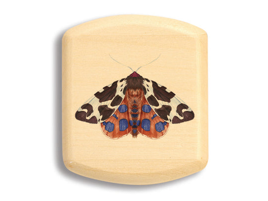 Top View of a 2" Flat Wide Aspen with color printed image of Red Moth
