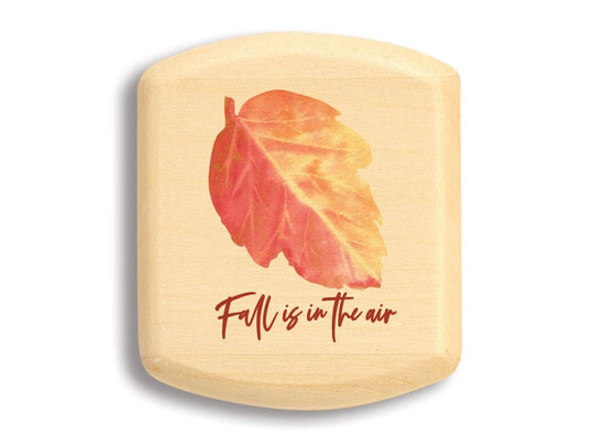 Top View of a 2" Flat Wide Aspen with color printed image of Fall Leaf